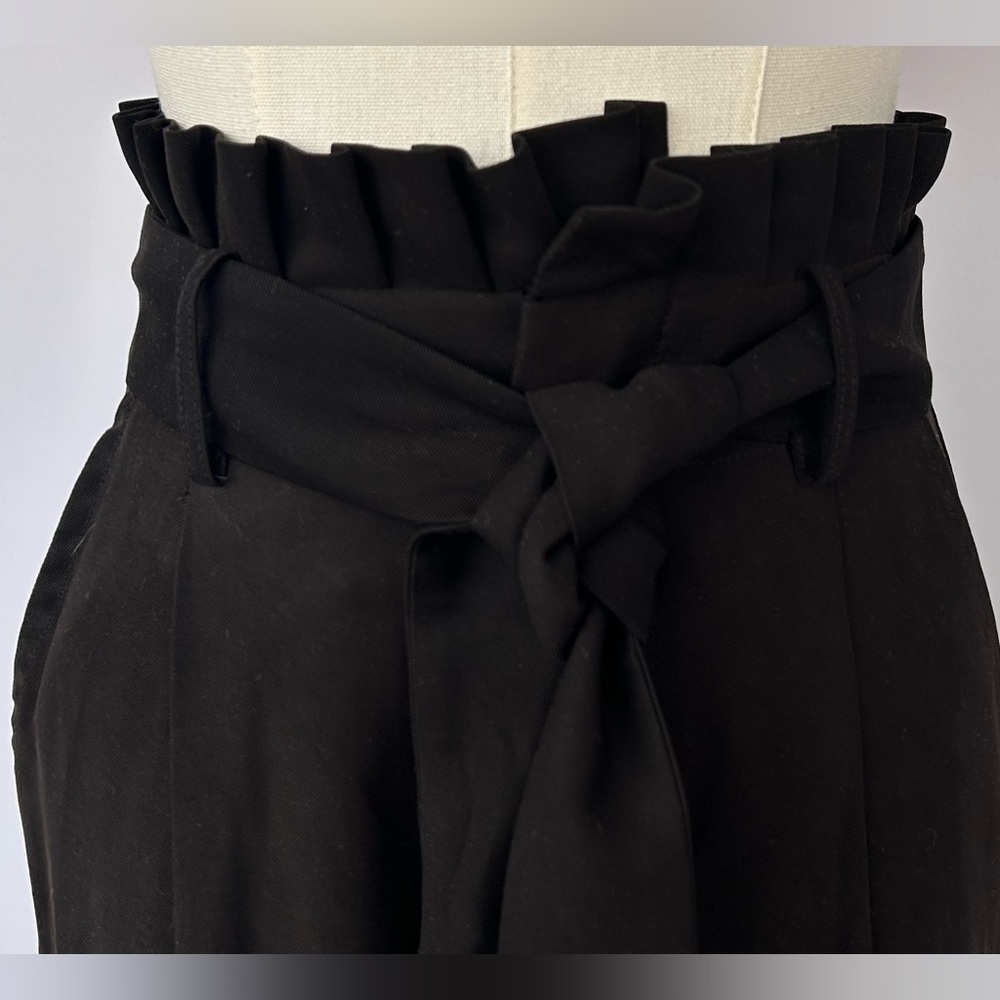 Lulus Women’s‎ Black Paper Bag Waist Pants with Ankle Ties Sash Belt Size XS